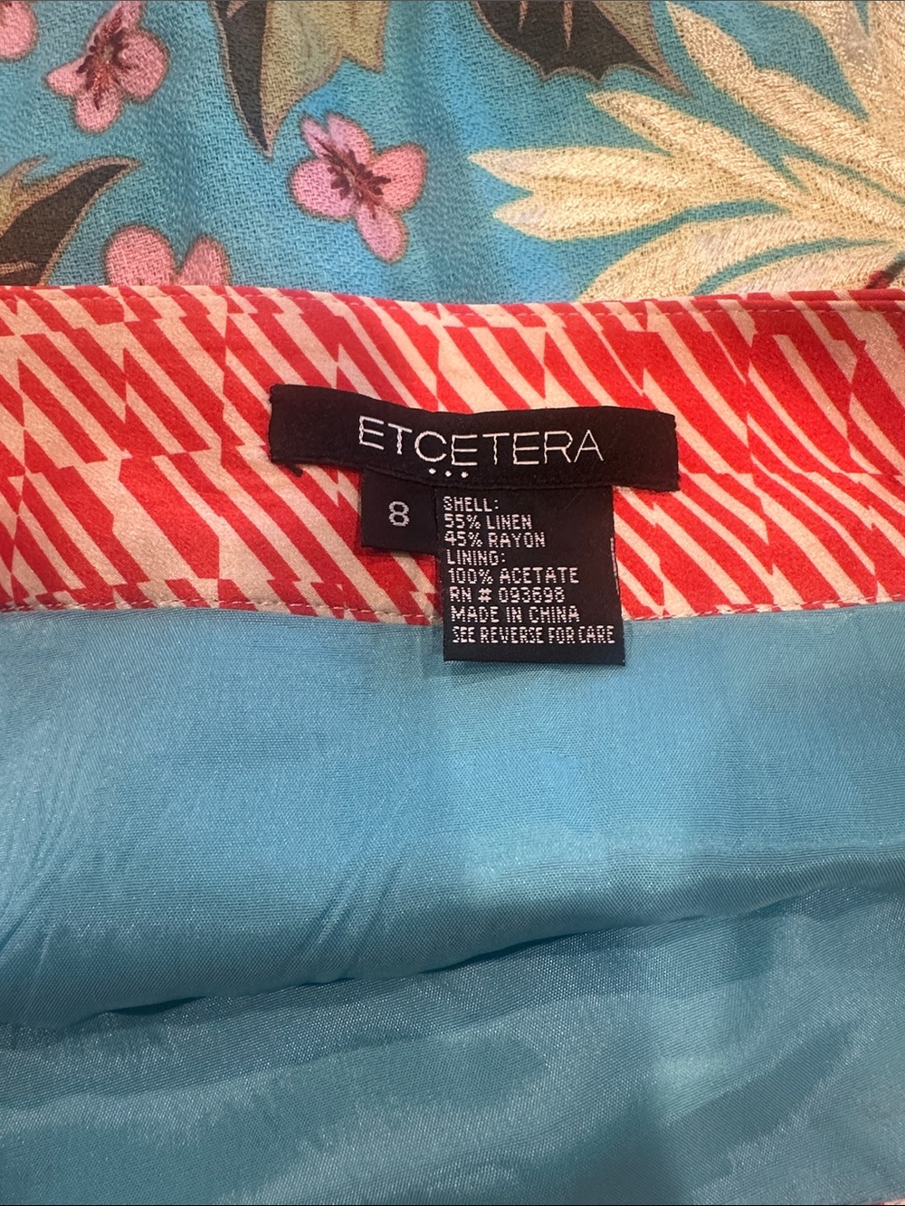 Etcetera Skirt Size 8 Linen Blend Floral Embroidered A line Colorful - Picture 9 of 10